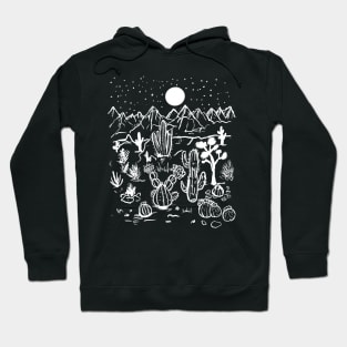 Desert Night Full Moon Stars, Succulents & Cactus Hoodie